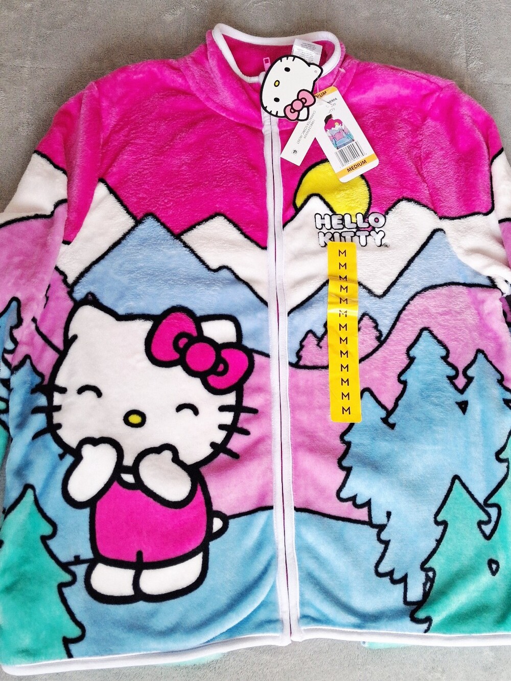 Hello Kitty Women’s Medium Sherpa Fleece Scenic Full Zip Jacket NWT